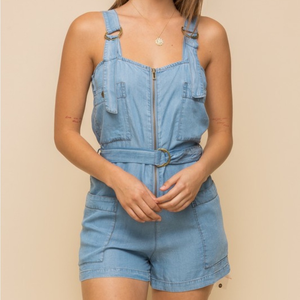 Hem & Thread Light Blue Denim Romper